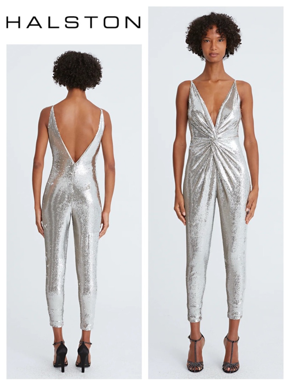 HALSTON Mariah Sequin Twist Jumpsuit